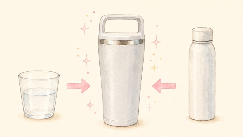 コップと水筒の中間のタンブラーのイラスト