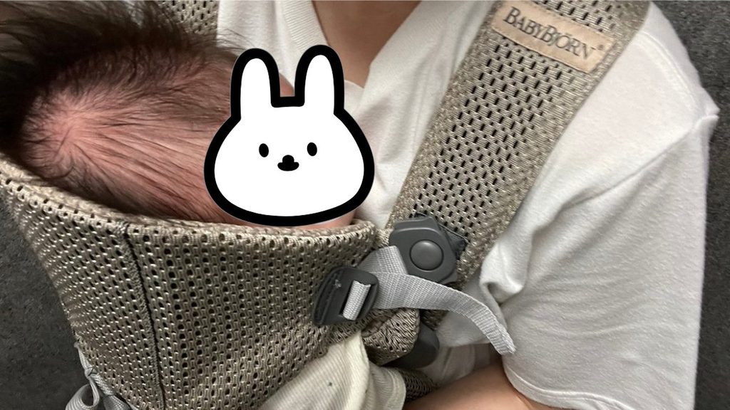 ベビーキャリアミニで赤ちゃんを抱っこしている様子