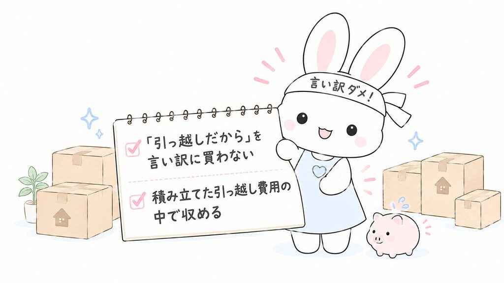 「引っ越しだから」を言い訳に買わないと決めたうさぎのイラスト